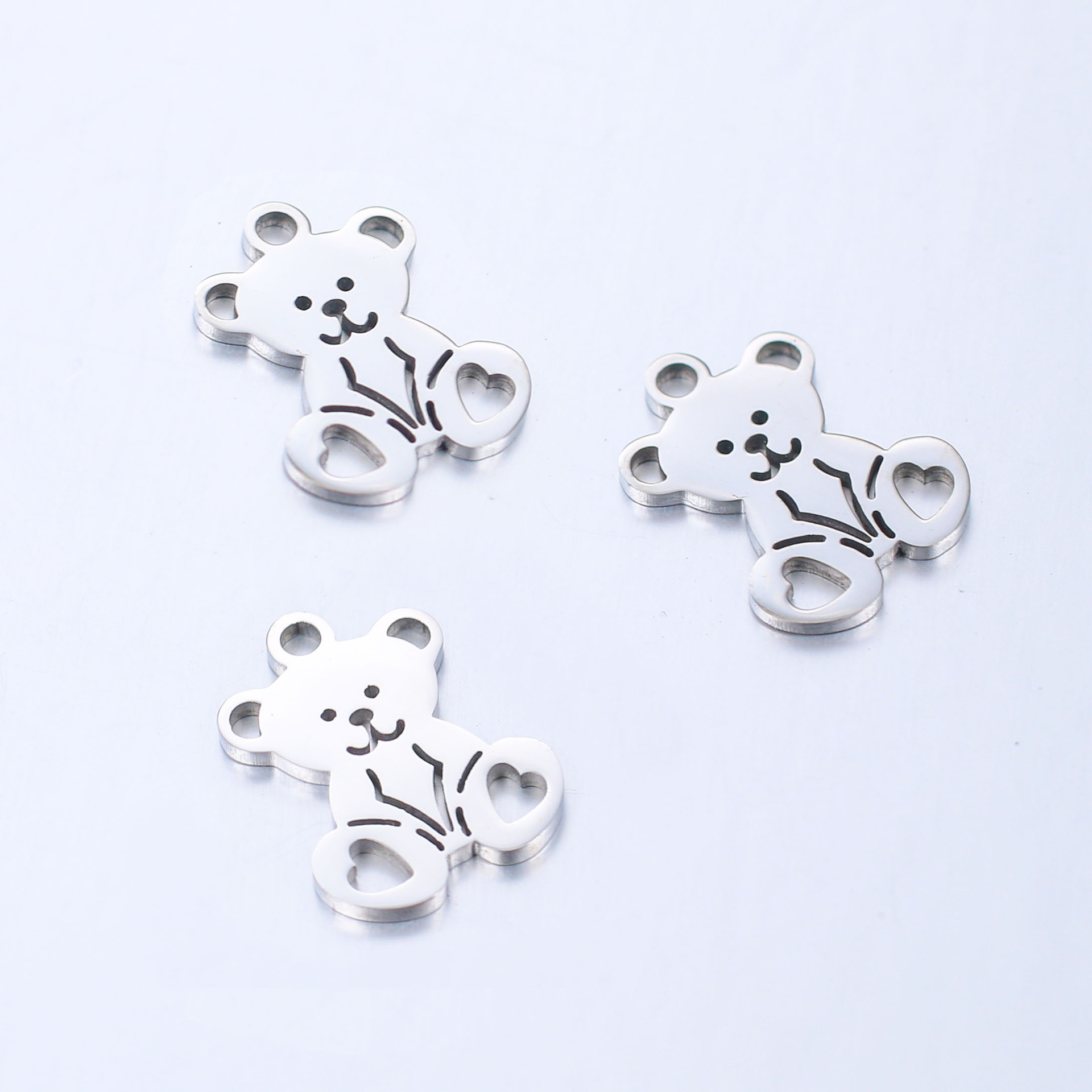DOOYIO 5 teile/los Edelstahl Charms Hohl Bär Anhänger Kreative Tier Niedlich Für Frauen DIY Schmuck Kennzeichnung Liefert – Detail 7