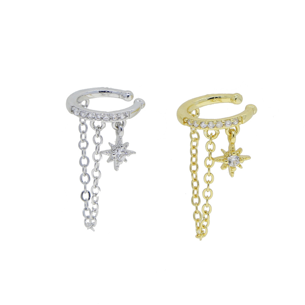Orecchini a clip a forma di stella con zirconi per donna oro_voghion.com