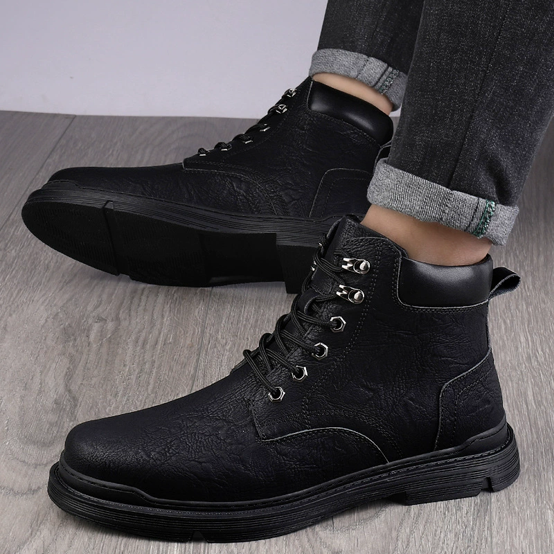 Ботинки Martens‑стиля из кожи, английский дизайн, тёплая подкладка, челси низкие, размеры 37–45