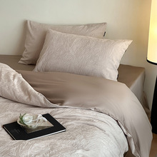 裸睡秋冬亲肤磨毛轻奢100s全棉长绒棉提花四件套高级A类纯棉被套