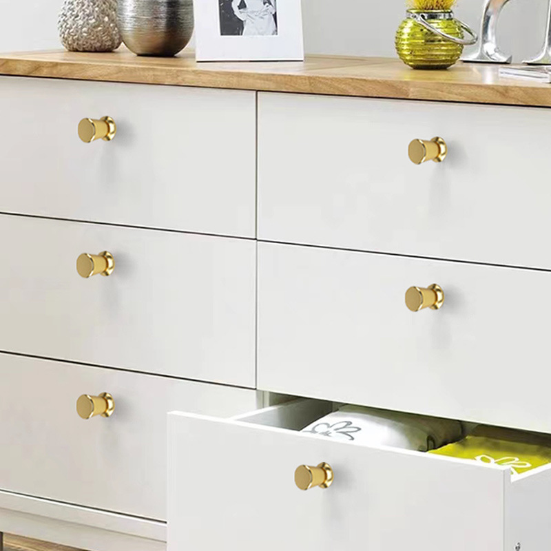 Solid modern simple golden silver cabinet handle Nordic European style round wardrobe drawer shoe cabinet small handle