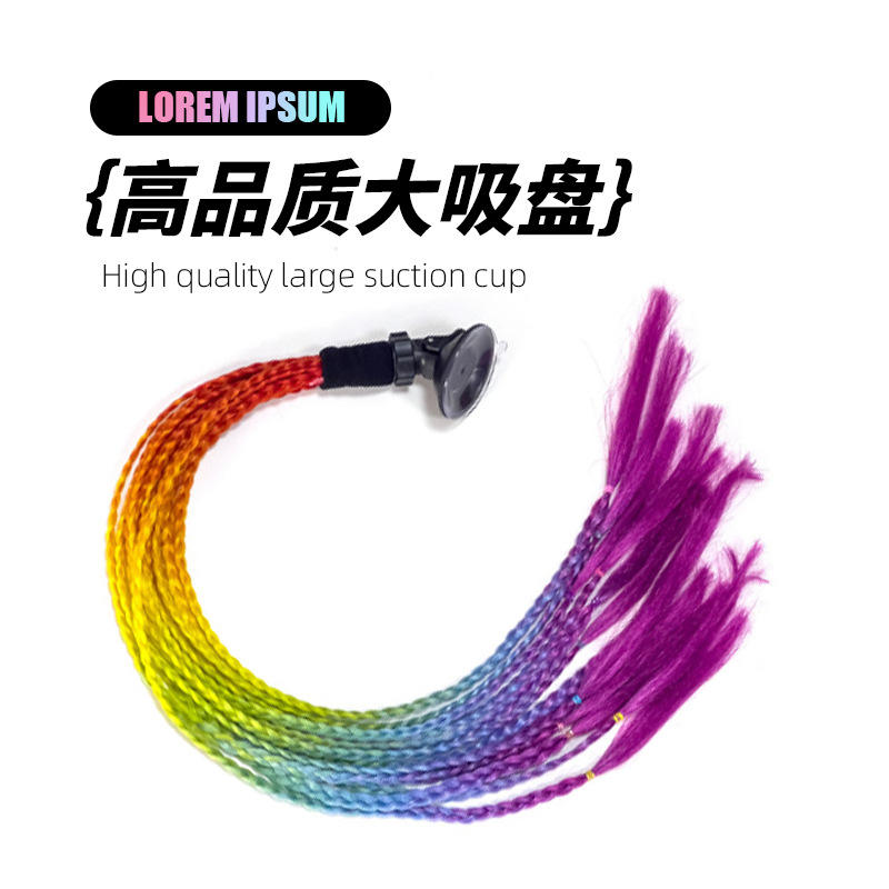 Decoración de casco de motocicleta Trenza sucia Trenza de motocicleta Diseño de ventosa desmontable Trenza de boxeo súper moda Peluca Cola de caballo