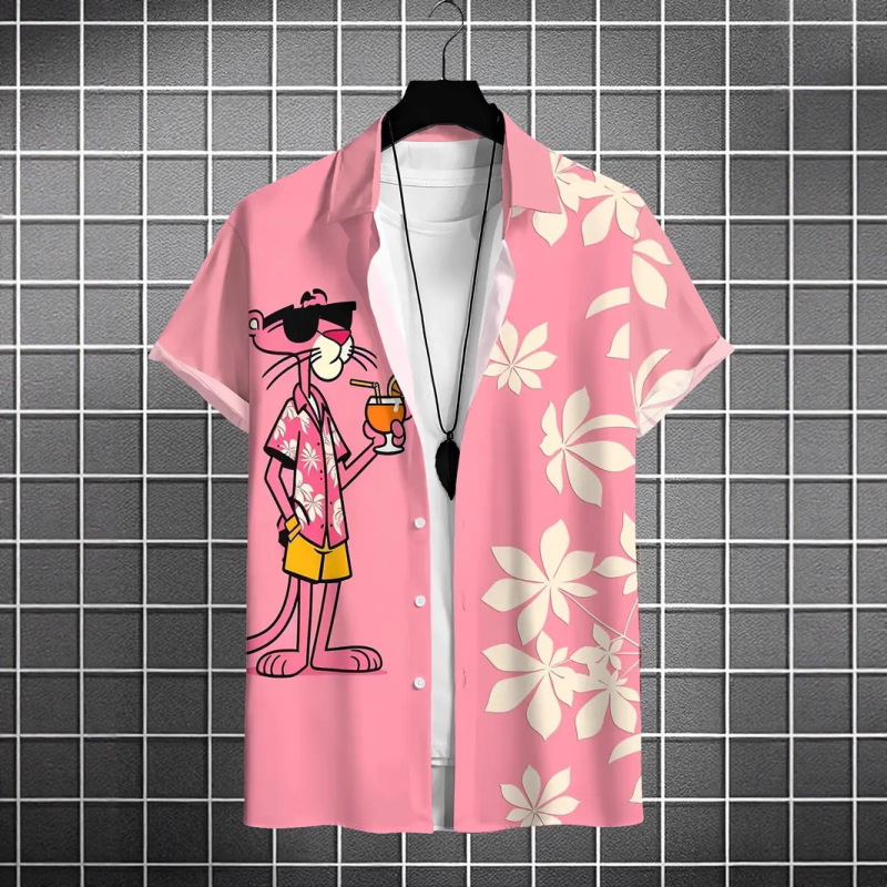 Short-Sleeved Shirt, Summer Loose Shirt, Half-Sleeved Retro Top, Hawaiian Print Short-Sleeved Shirt, Summer Loose Shirt, Half-Sleeved Retro Top, Hawaiian Print