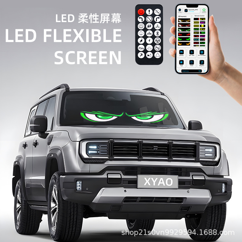 Pantalla blanda USB automóvil pantalla de publicidad flexible APP Bluetooth ventana trasera vidrio emoticon ojo del diablo pantalla LED