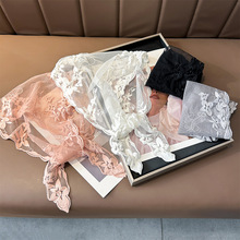 春夏薄款蕾丝三角巾女重工绣花文艺时尚领巾配饰复古法式头巾搭配