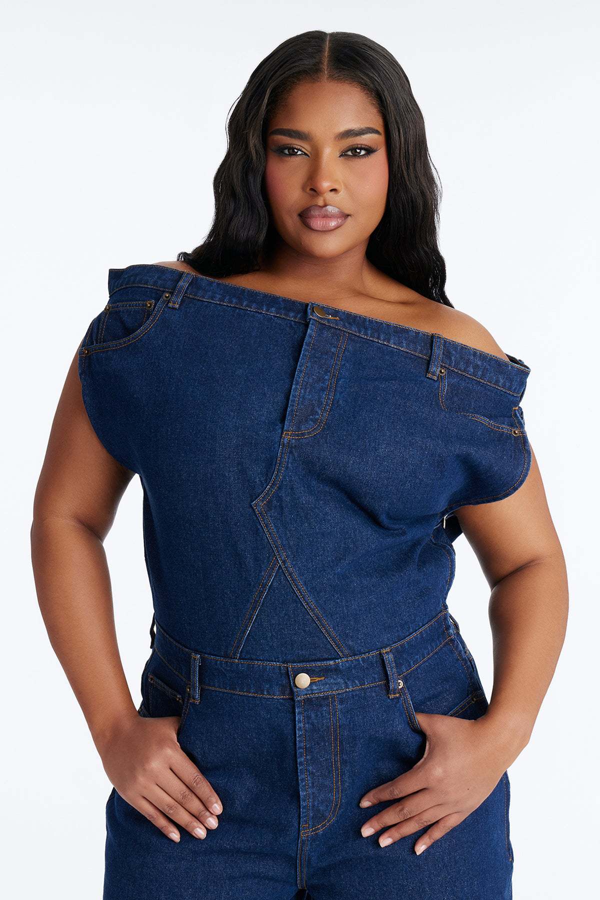 Women's Strapless Off-Shoulder Slim Fit Denim Jumpsuit Casual Fashion American Style New_ecoleips.com