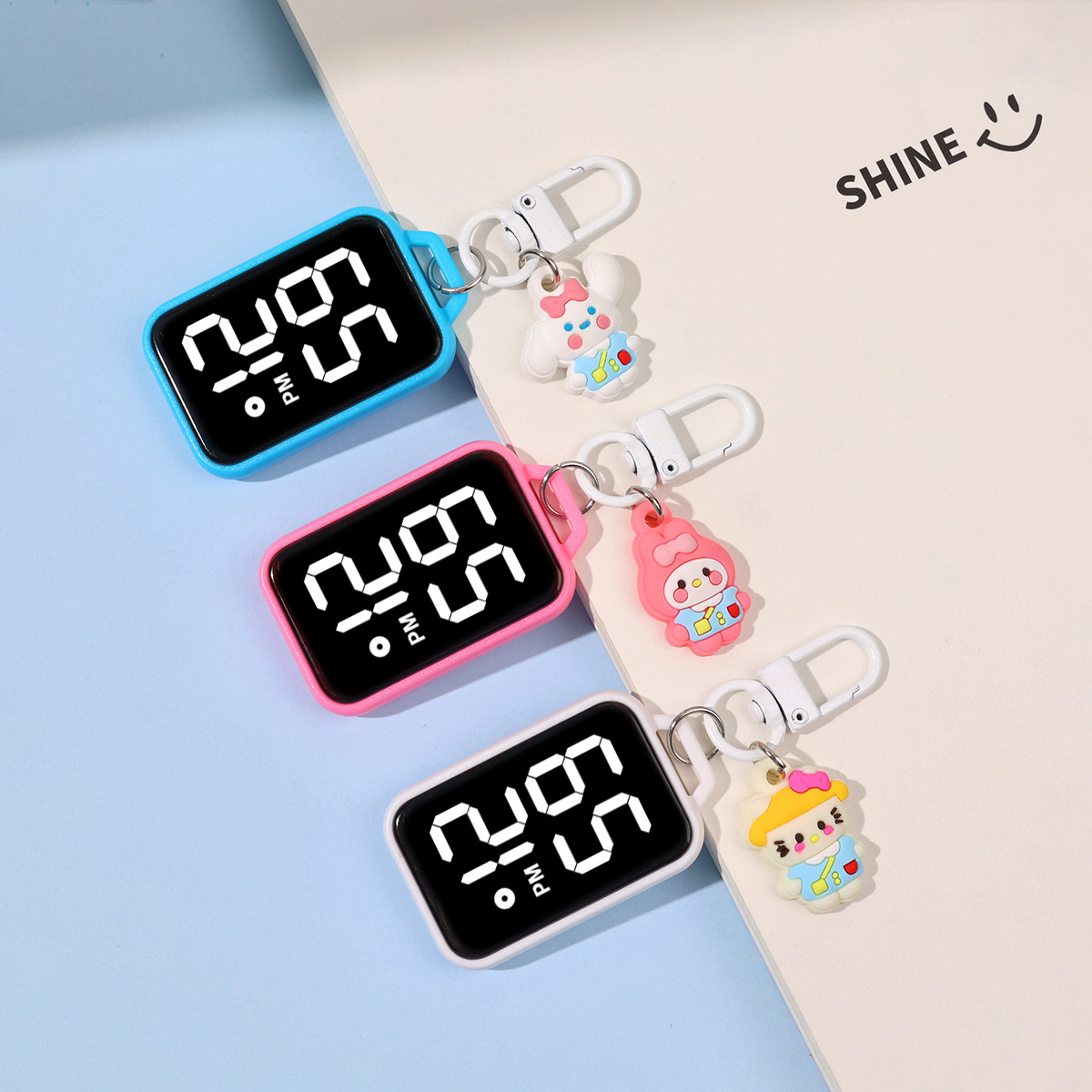 New Cartoon Large Screen Display Small Hanging Watch Creative Cute Small Keychain Watch Student Examination Electronic Clock