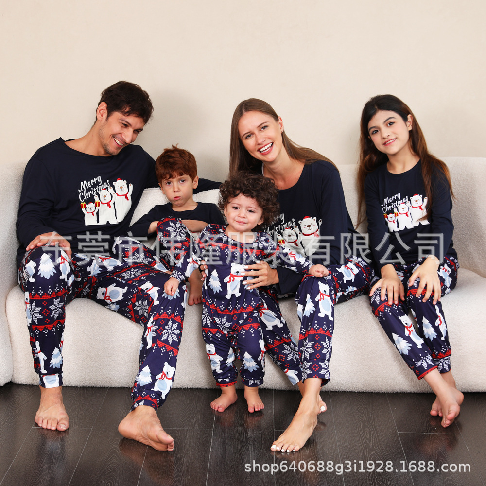 2023 nueva familia pijamas traje sí muñeco de nieve felpa bordado familia traje Navidad padre-hijo Pijamas