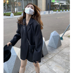 2025黑色oversize西装外套女小个子春秋季韩版感炸街廓形休闲西服