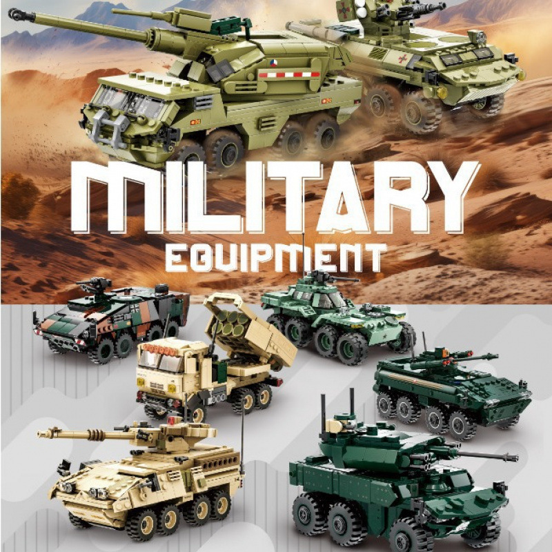 Wange 3510 Military Armored Tank Vehicle Assembled Small Particle Chinese Building Blocks Educational Boys and Girls Cross-Border Toys