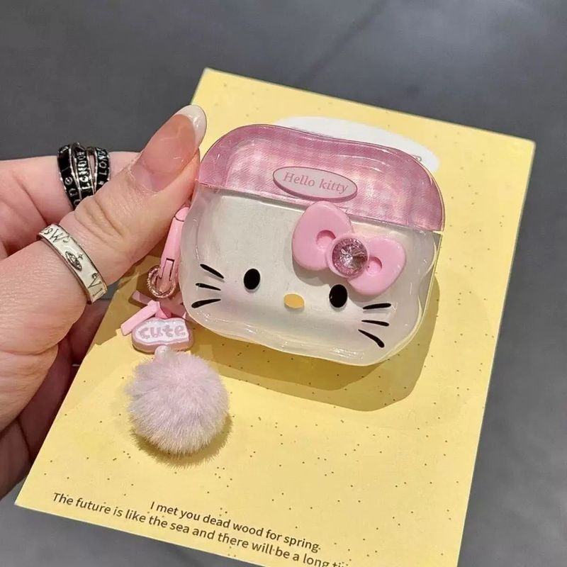 卡通粉色kitty猫蝴蝶结适用苹果airpods4代耳机保护套pro3耳机壳|undefined