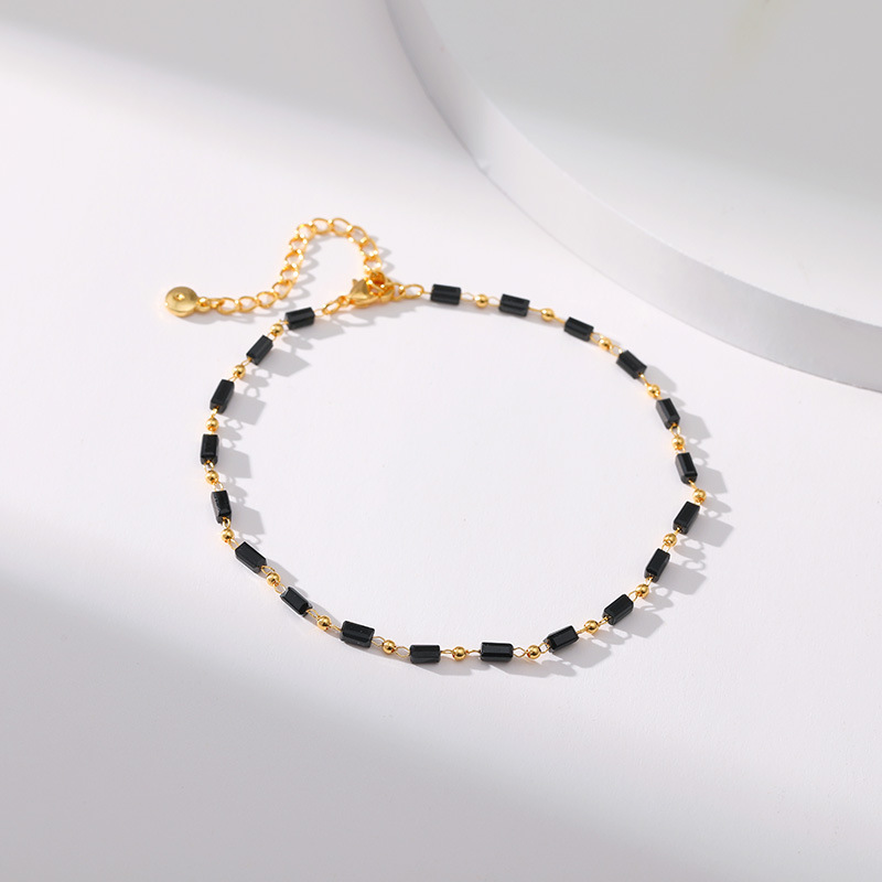 Fashion Geometric Copper Inlay Artificial Gemstones 18K Gold Plated Womenu0027S Anklet