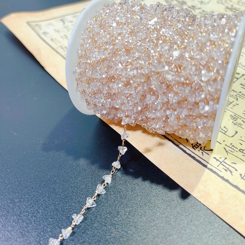 純銅保色三角水晶チェーン古風ヘアピン流蘇材料diy水晶チェーン手作りアクセサリー部品|undefined