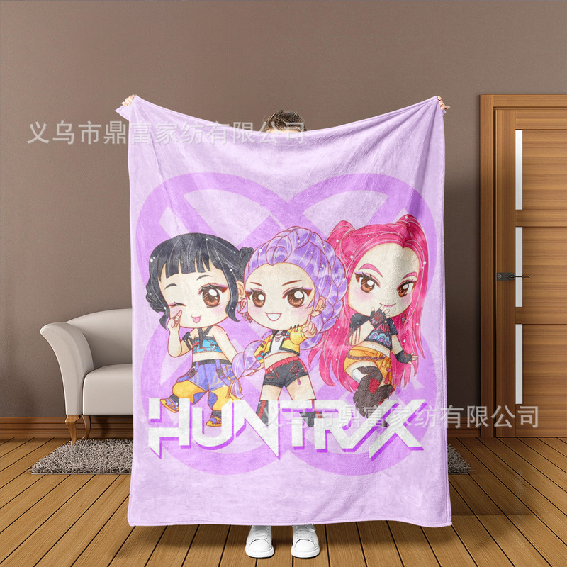 跨境法兰绒毛毯K Pop Demon Hunters Team Anime数码印花毛毯盖毯|undefined