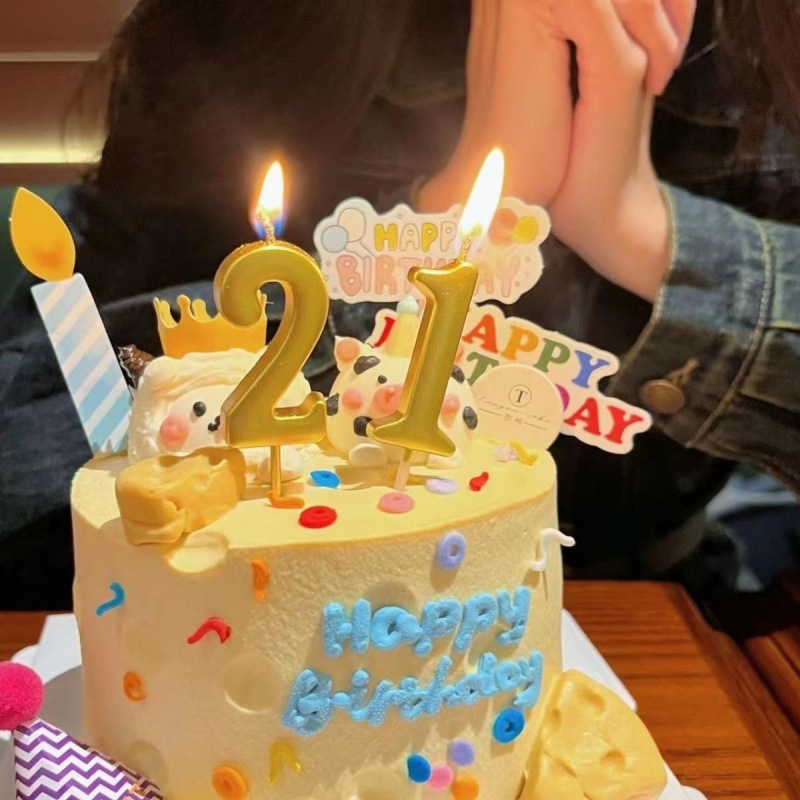 首单直降金色数字蜡烛七夕520周岁派对儿童生日蛋糕装饰插件