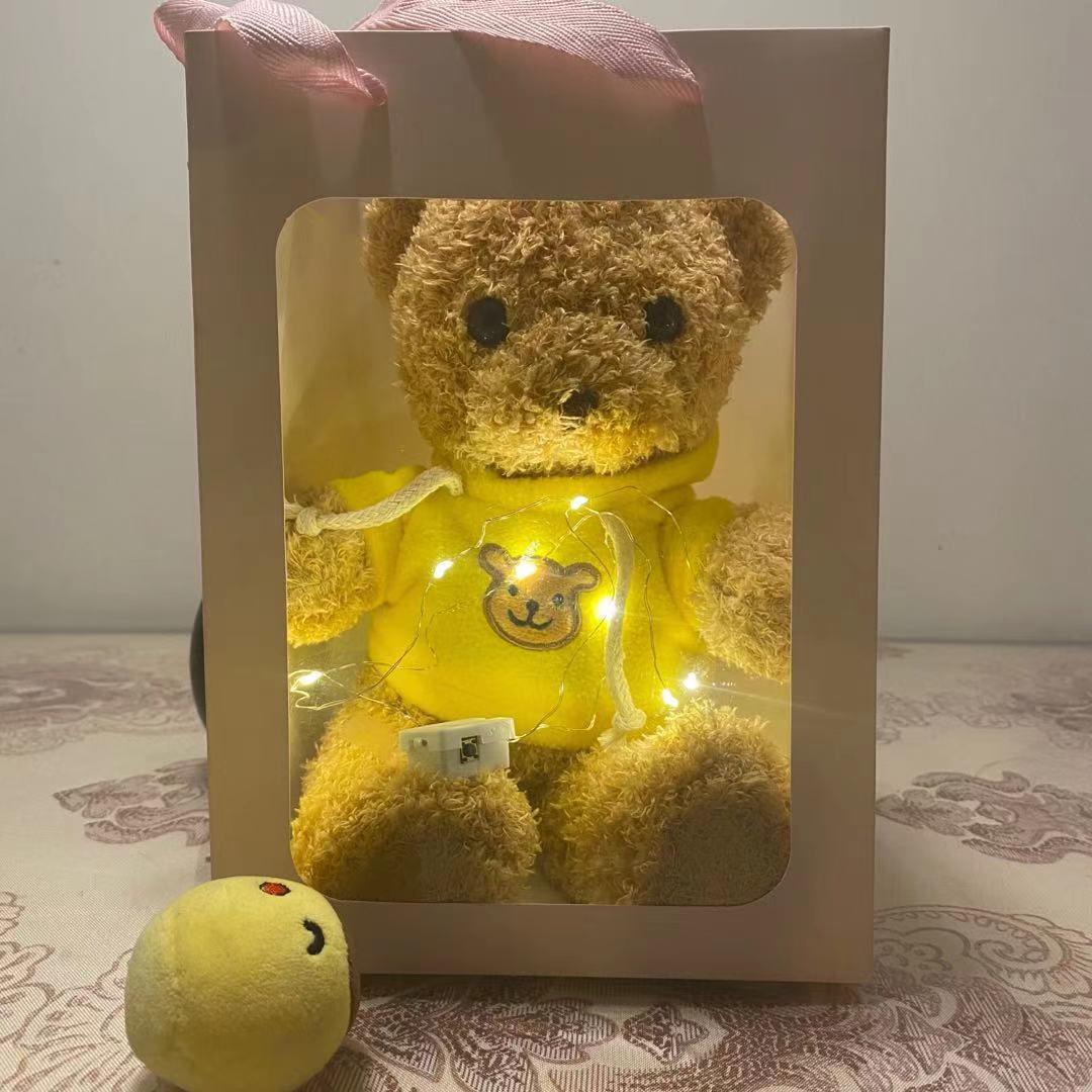 Flash Oso de Peluche de peluche de juguete con luz Oso muñeca caja de regalo muñeca de trapo oso muñeca regalo para niñas regalo de cumpleaños