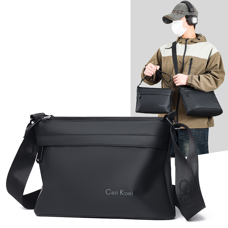 男士商务斜挎包新款时尚潮流单肩包大容量简约轻便休闲通勤背包男