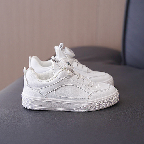 Children's white shoes, girls' sneakers, breathable casual shoes, 2024 spring new style knob boys' campus white shoes