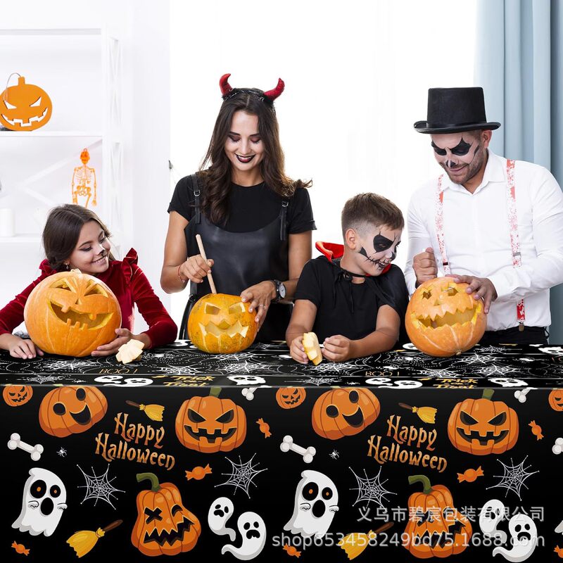 アマゾンのハロウィーンテーマ使い捨て防水peテーブルクロスは背景布にすることができる|undefined