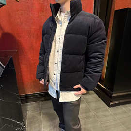 正确版原标现货BBR家冬季灯芯绒立领羽绒服外套休闲宽松男女同款