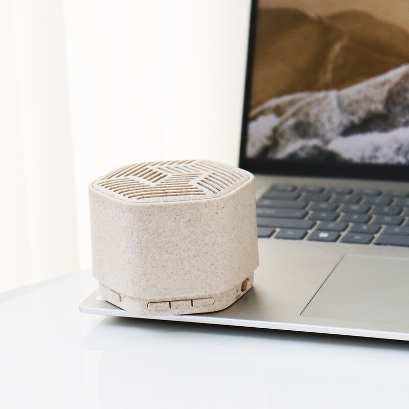 国境を越えた人気の Bluetooth スピーカー竹と木材環境に優しい小麦わら生地ミニポータブルワイヤレス小型スピーカーサブウーファー|undefined