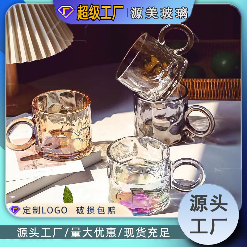 Verano nuevas orejas grandes vidrio de alto aspecto lindo mango de perla taza de jugo de oficina taza de agua