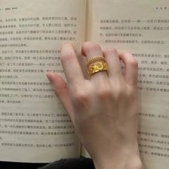 古着風の精巧な金色の花の指輪の女性の軽豪華な高級な中古の人差し指の指輪の指の指輪の装飾
