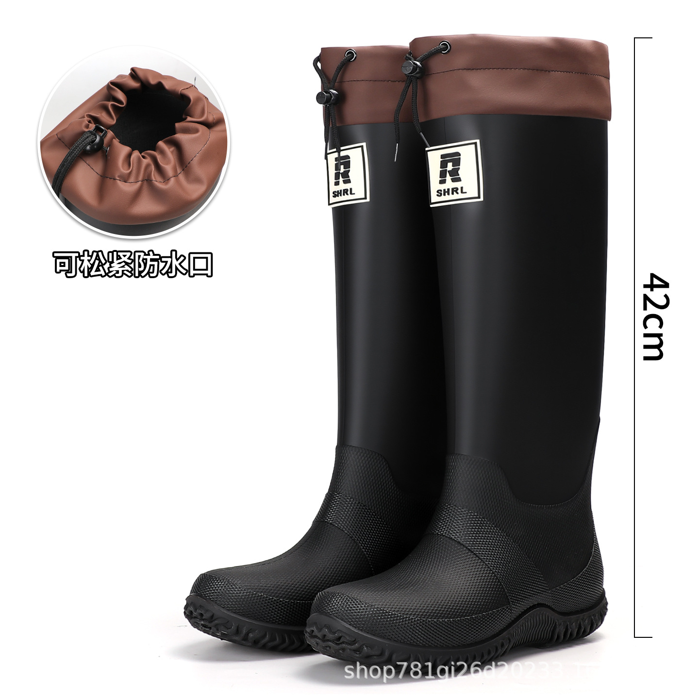 防滑雨鞋女时尚束口款外穿胶鞋成人水鞋防水套鞋登山露营雨靴高筒