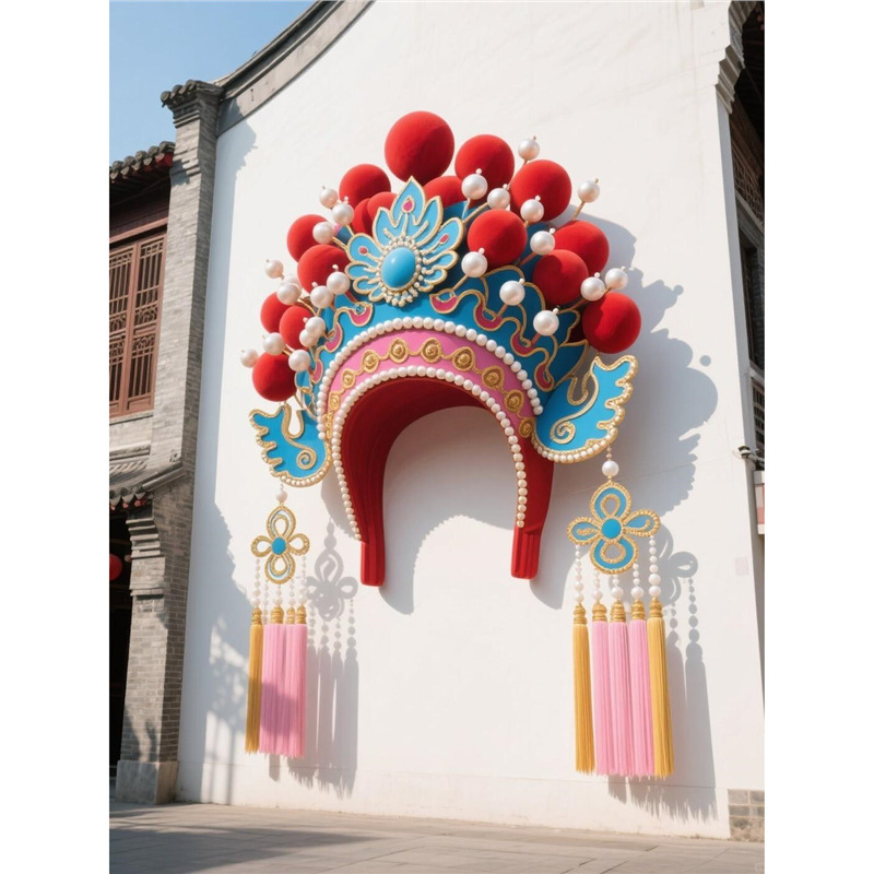 国潮凤冠装置艺术雕塑网红打卡拍照道具商业美陈广场灯光美陈制作|undefined