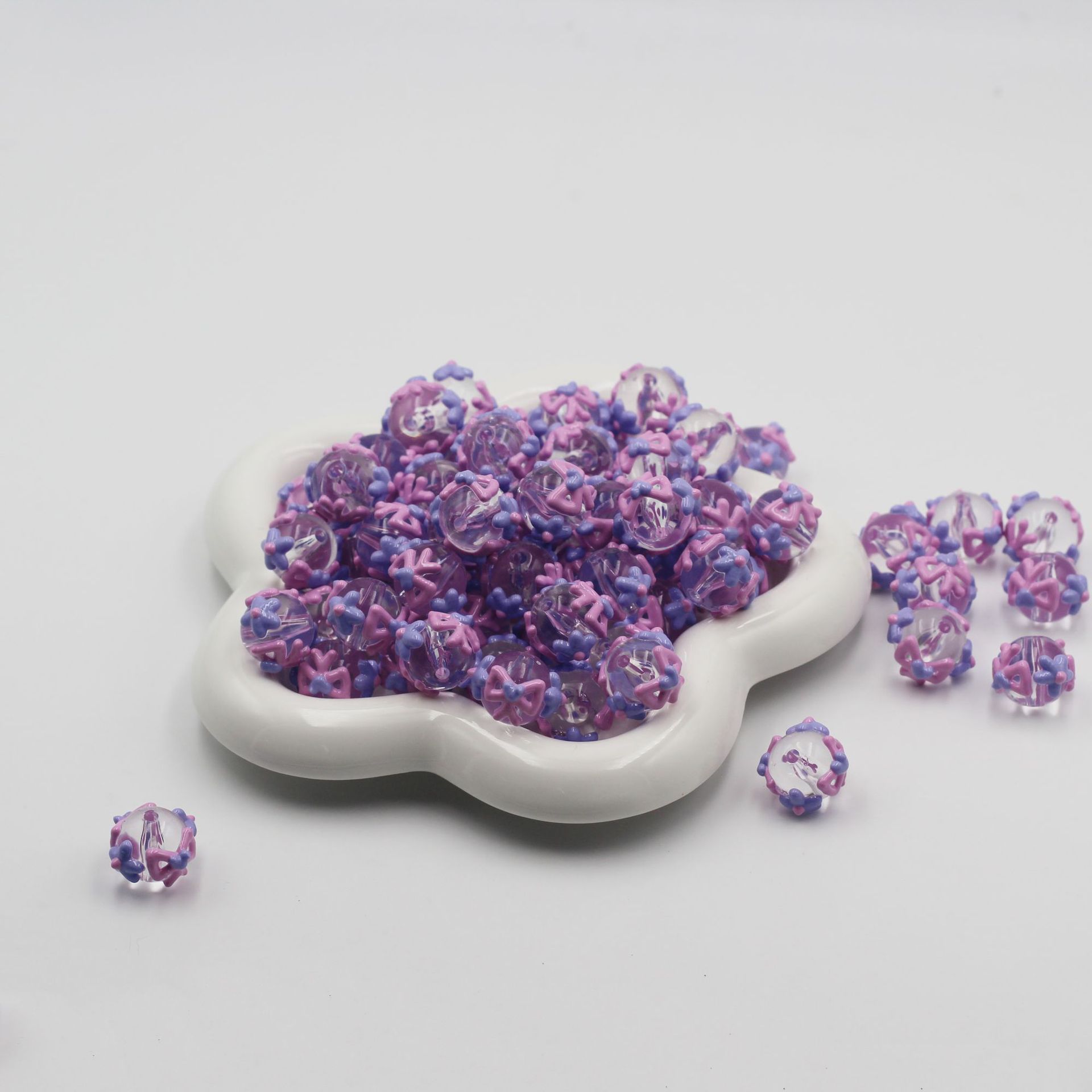 定制重油蝴蝶结手绘珠串珠笔diy手机链车挂包包挂链头绳串珠链