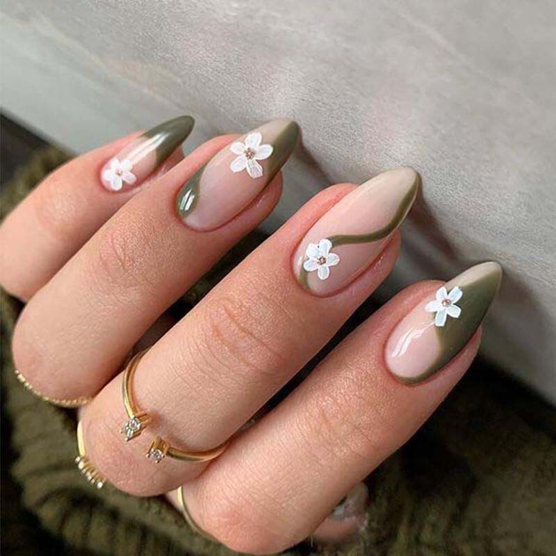 Black and White Flower Wearable Nails, Simple Nail Patches, Cross-Border Nail Patches, Foreign Trade Fake Nails, Nail Patches, Finished Products Black and White Flower Wearable Nails, Simple Nail Patches, Cross-Border Nail Patches, Foreign Trade Fake Nails, Nail Patches, Finished Products