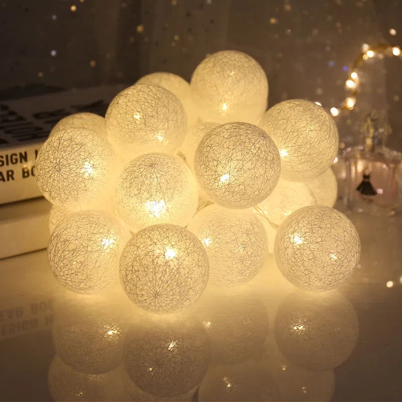 Cordón de bola de algodón ins viento macaron luz decoración de la habitación de los niños de Navidad USB decoración de la tienda de campaña al aire libre sala de estar