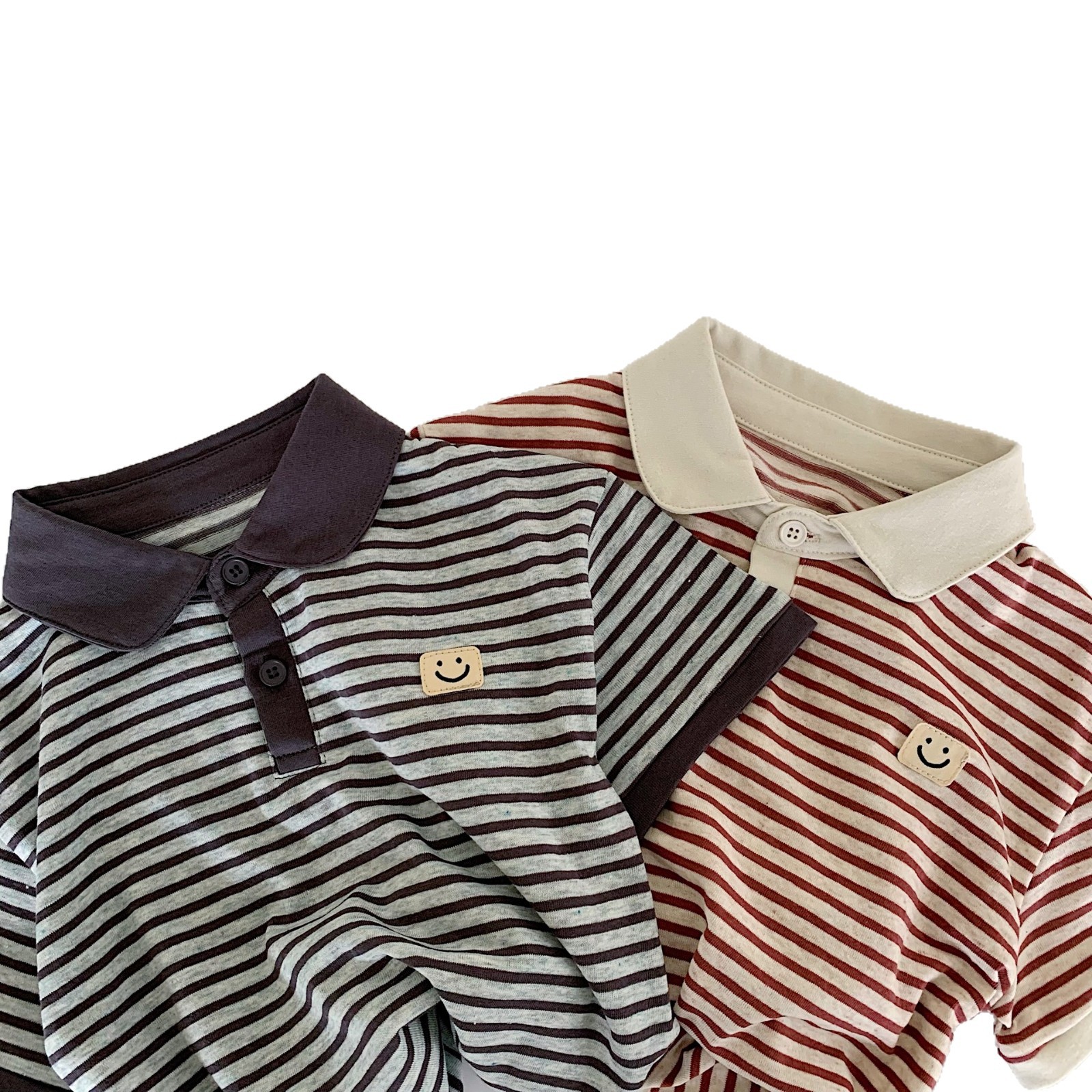 Camiseta de manga corta de verano para niños 2025 nuevo estilo coreano polo a rayas para niños