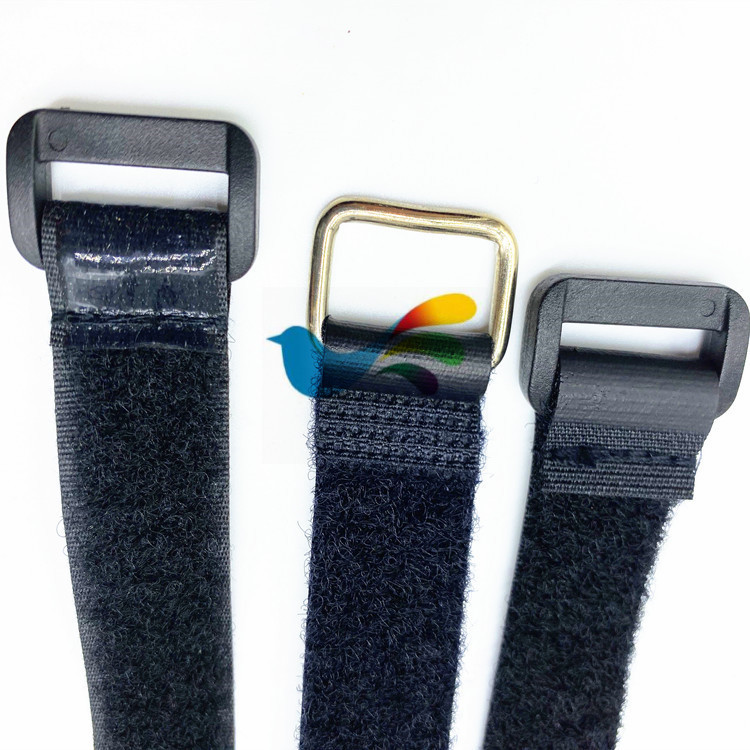 供应带金属扣子魔术贴扎带 带塑料扣彩色魔术贴捆绑带 可加logo