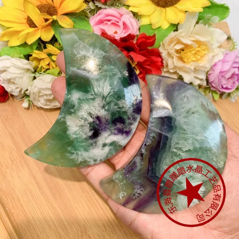 天然水晶蛍石ムーンフェザー蛍石彫刻装飾品東海クリスタルホームデスクトップ装飾卸売|undefined