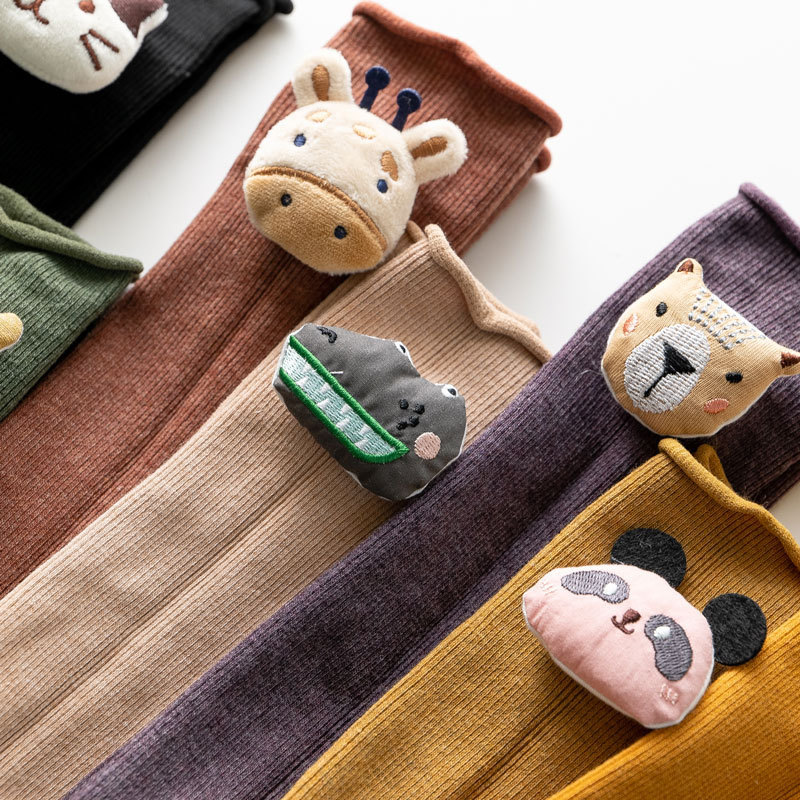 Animal Park Japanese Creative Curl Cute Cartoon Socks Children's Three-dimensional Doll Morandi Autumn and Winter Mid-length Socks