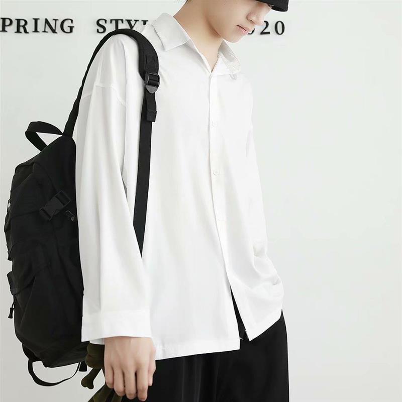 Dark Abstinence Men's Ice Silk Shirt dk Niche Design Summer Thin Instagram High-end Long-sleeved Shirt