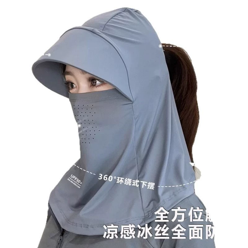 Summer travel sun hat, mask solar-powered, UF-protection, with neck protection