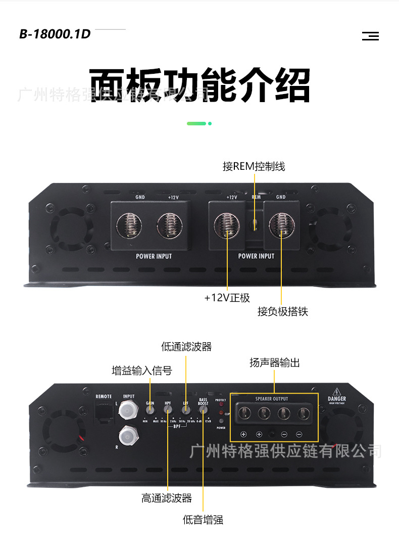 Wholesale 18000W high-power car amplifier, Class D single-channel amplifier for subwoofer, car audio modification
