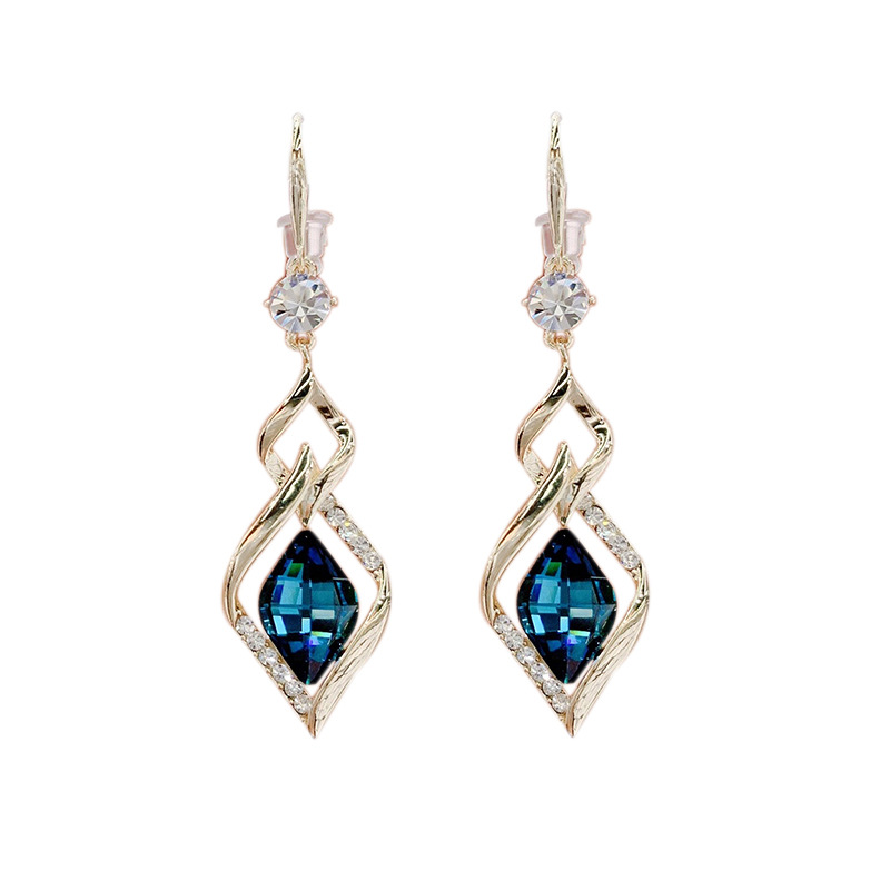Pendientes de cristal de diamante geométrico femenino temperamento coreano largo con incrustaciones de diamantes rojo rojo Pendientes largos con borlas estilo de explosión de Douyin
