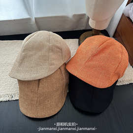 夏季新款亚麻纯色透气贝雷帽百搭休闲软檐遮阳防晒鸭舌帽前进帽潮