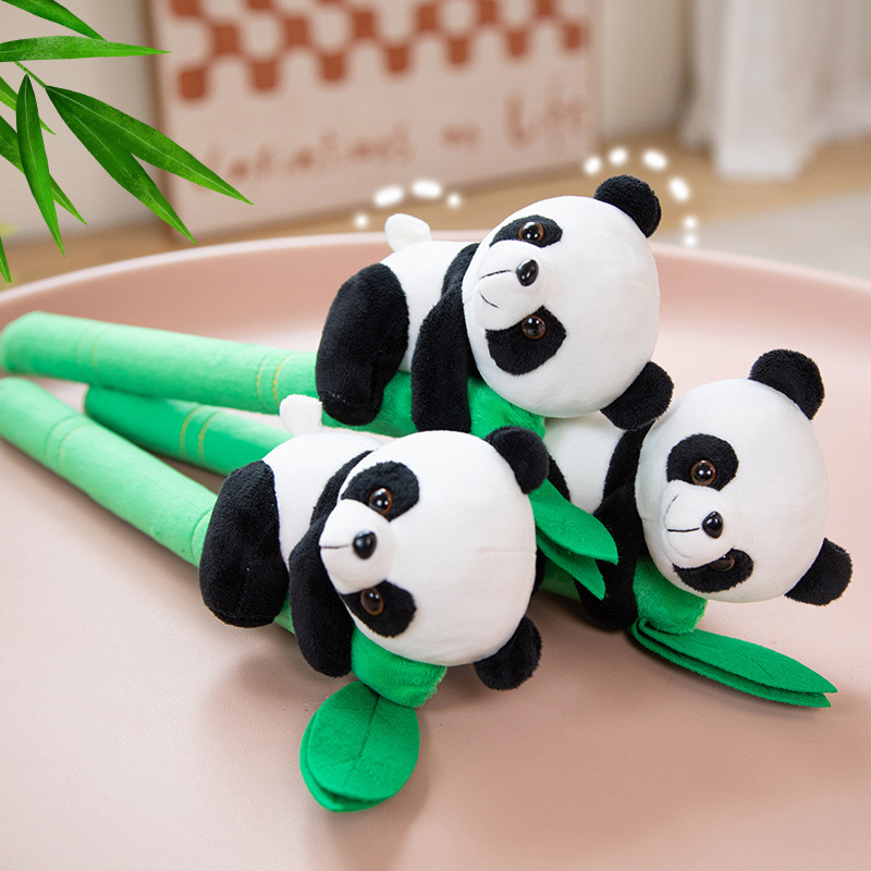 Bambú Polo Panda muñeca Flor de peluche juguete simulación tamaño bambú panda con palo masaje regalo femenino