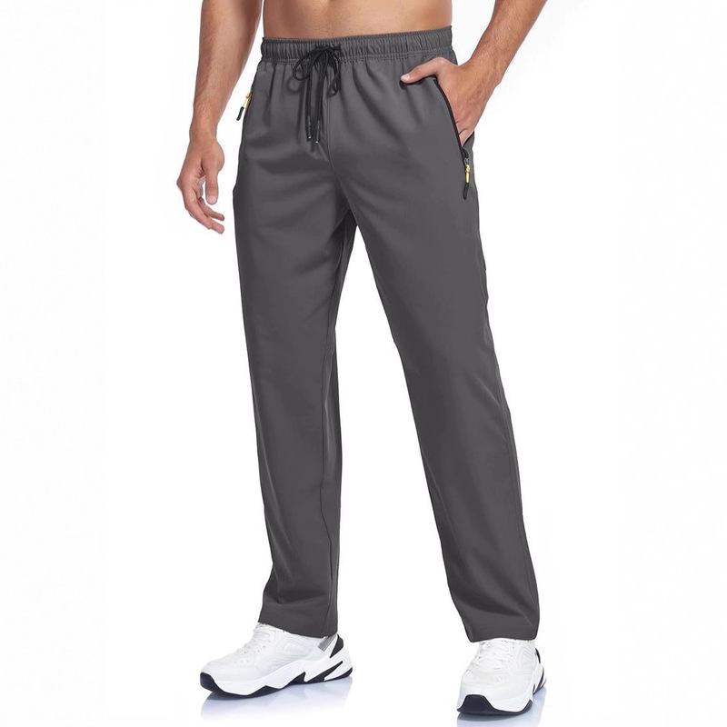 Aliexpress Hot-Selling Men's Elastic Lightweight Jogger Pants with Zipper Pockets, Sports Long Pants for Fitness Training and Jogging
