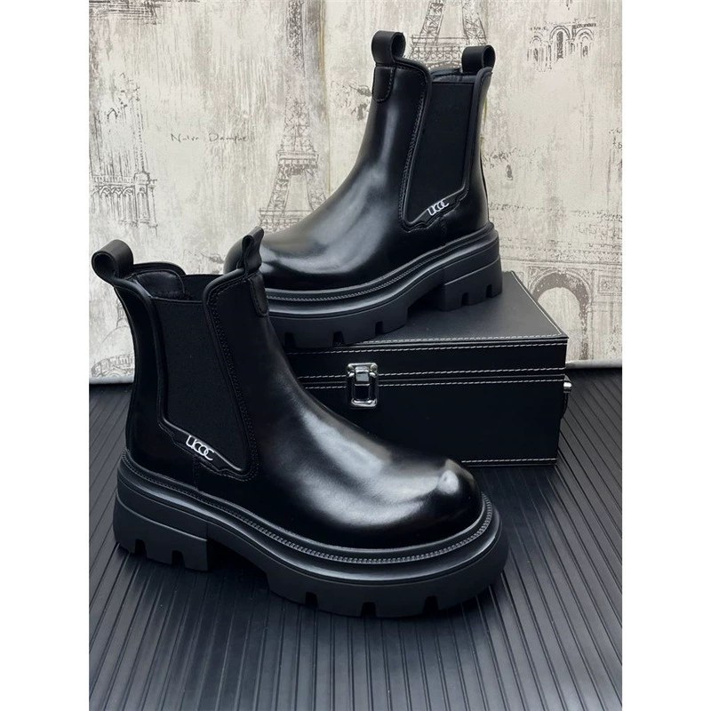 Мужские модные кожаные ботинки Челси британский стиль ботинки ботинки кожаные ботинки повседневные кожаные ботинки на молнии ботинки