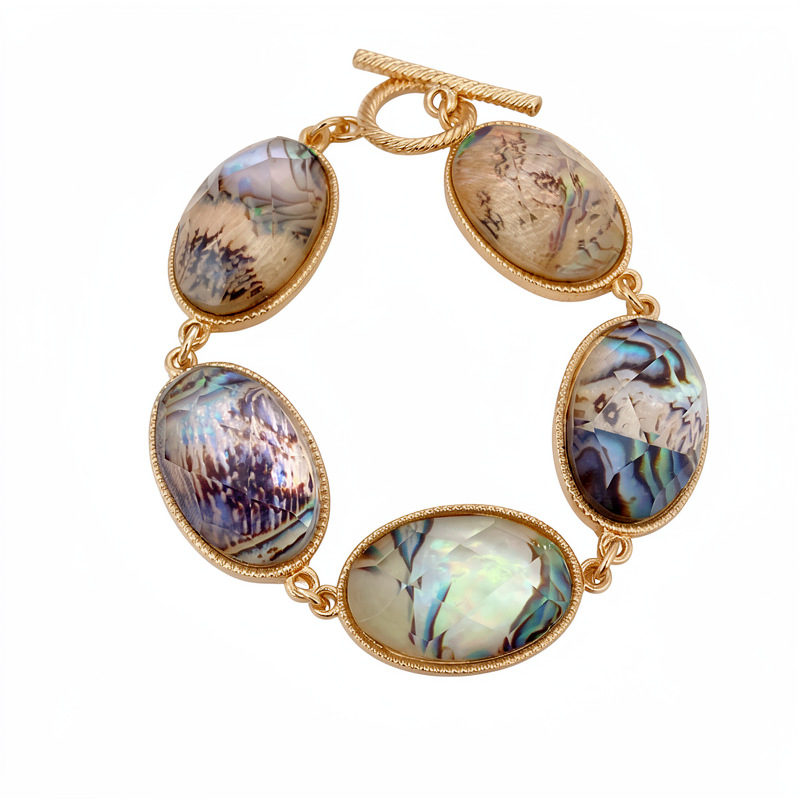 Medieval resina vintage oval corte brazalete OT pulsera ligera de lujo nicho pulsera estilo retro joyas personales