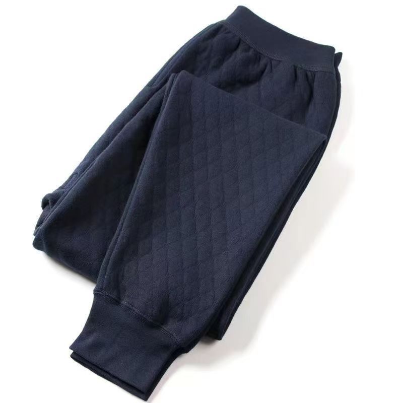 Pantalones de otoño de mediana edad, pantalones de algodón de aire de hombre, pantalones de invierno de algodón de tres capas gruesas