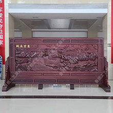 2025办公室公司单位学校大厅大堂进门实木雕刻屏风隔断双面座屏