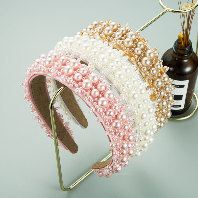 Fashion Gypsophila Pearl Crystal Headband display picture 2