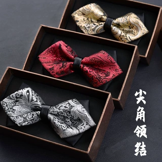 商务男士伴郎新郎领结宴会结婚婚礼韩式英伦蝴蝶结皮包心尖角领结