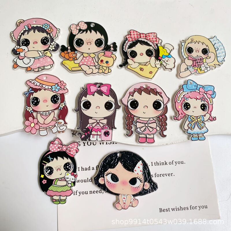 Double-Sided Embossed Small Jade Cartoon Girl Acrylic Pendant DIY Keychain Bag Accessory Double-Sided Embossed Small Jade Cartoon Girl Acrylic Pendant DIY Keychain Bag Accessory